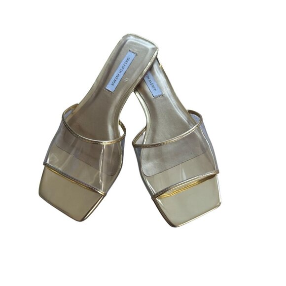 SAKS FIFTH AVENUE Gold Metallic Slide Sandals Size 6 - Picture 4 of 9